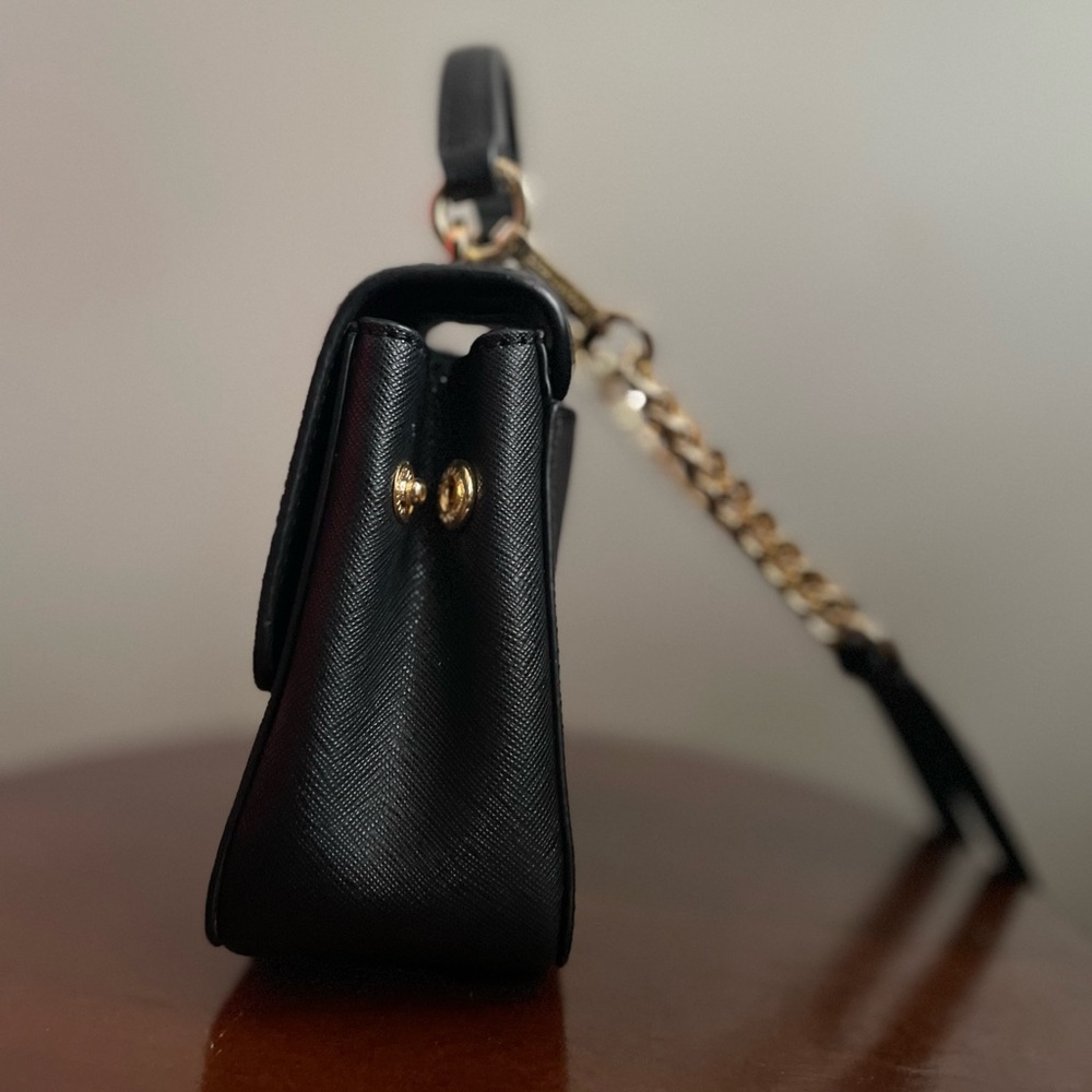 Michael Kors Bridgette Mini Crossbody Shoulder Bag Black Saffiano Leather Gold - Picture 5 of 12